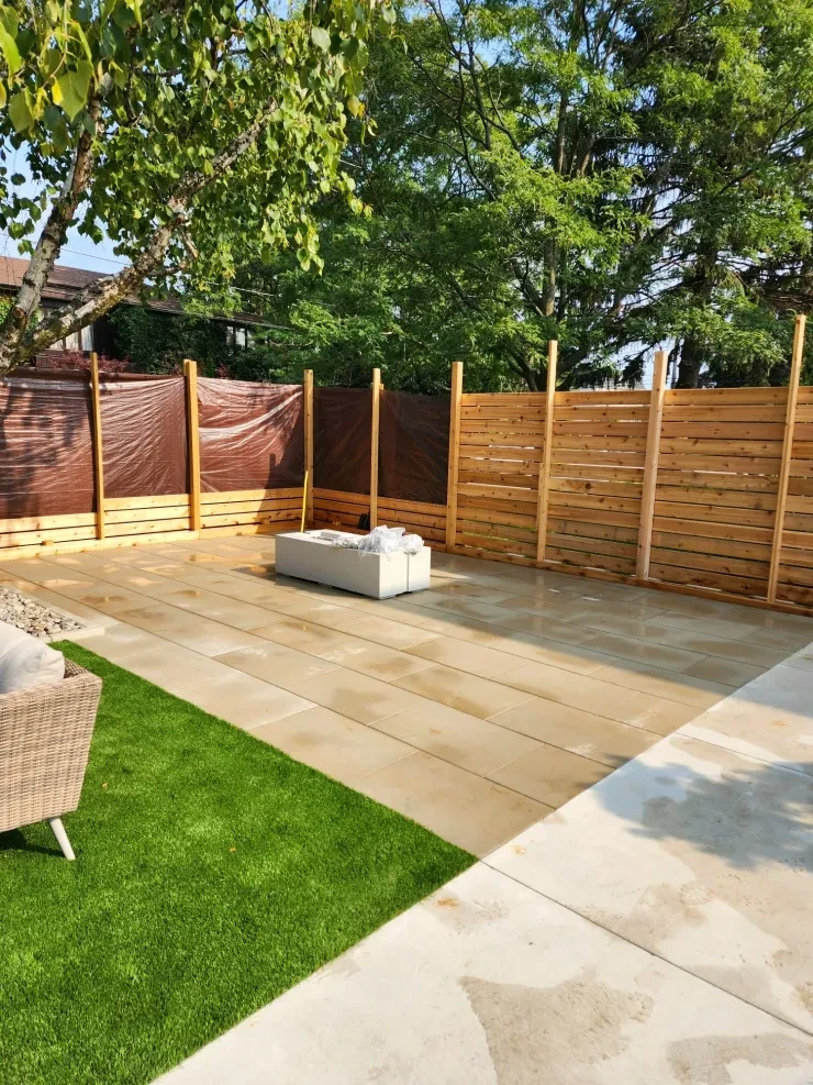 Backyard Patio with Cedar Fence Screening