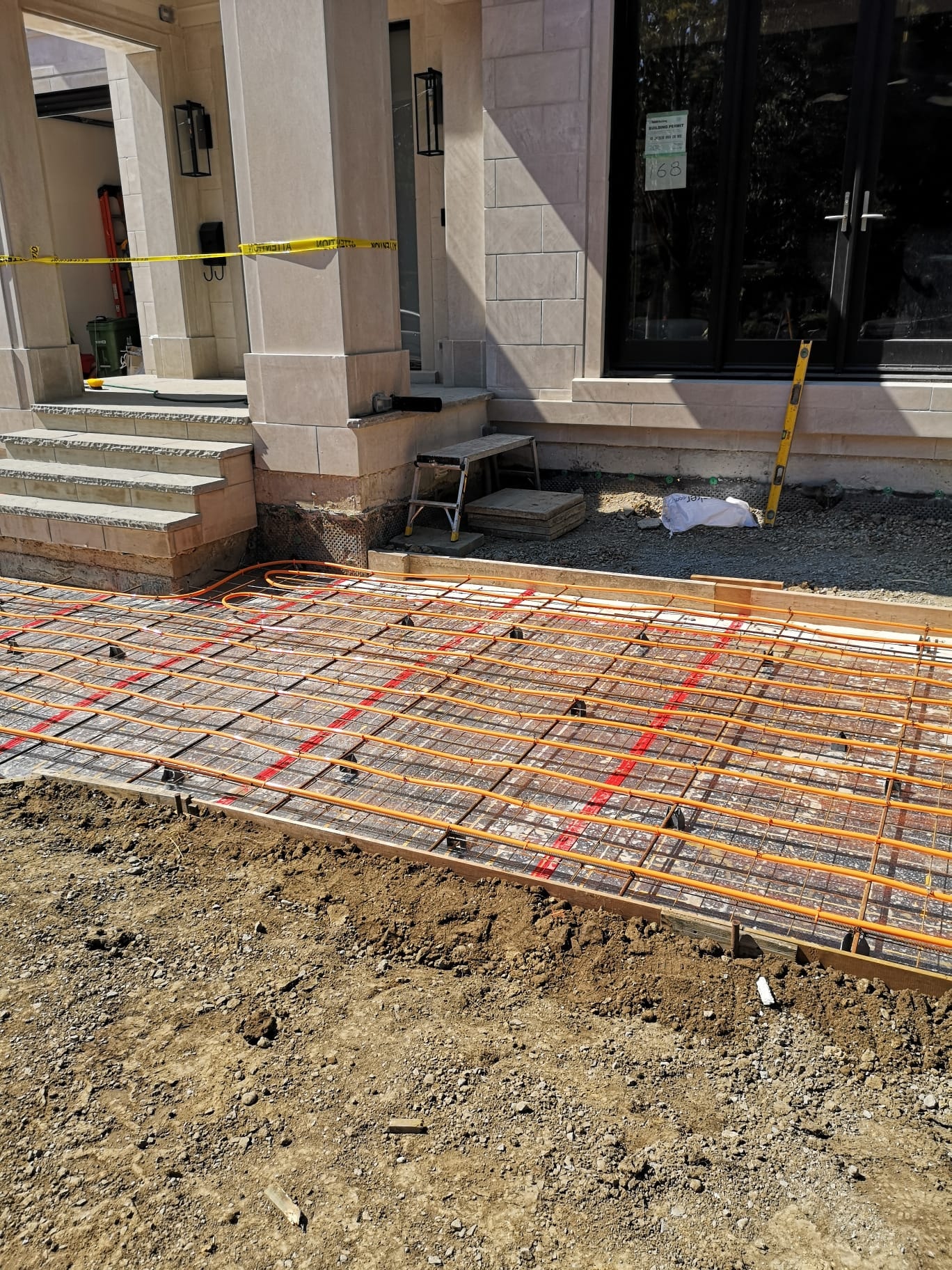 Heated Entrance Walkway Prep — Radiant Tubing & Rebar Installation