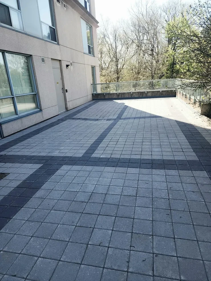 Rooftop Paver Terrace — Glass Railing, Commercial Building