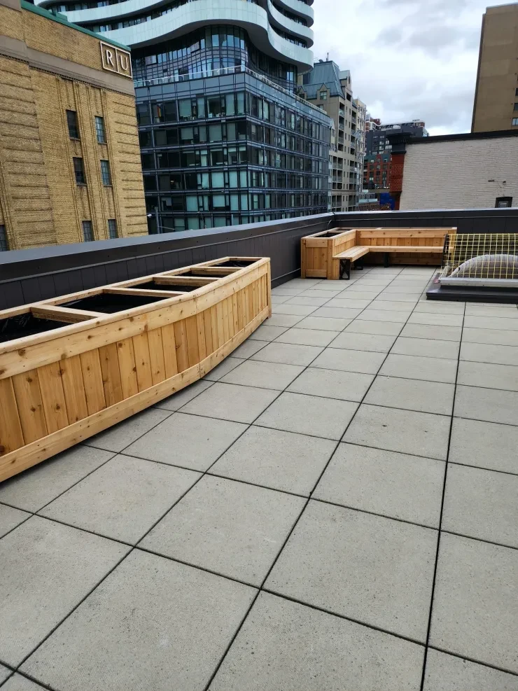 Rooftop Terrace — Custom Cedar Planter Boxes, Downtown Toronto
