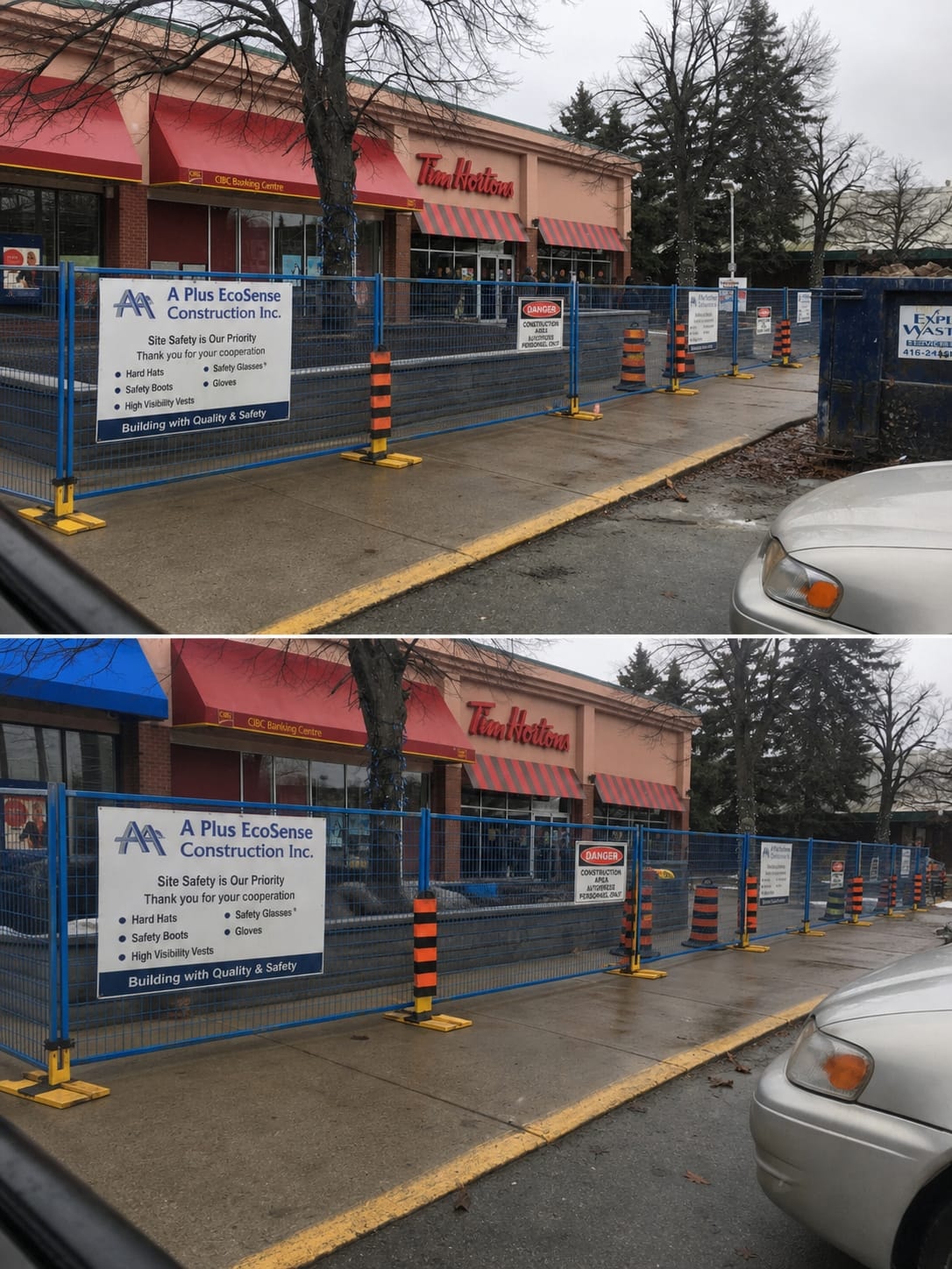 Tim Hortons Plaza — Active Site with Safety Fencing